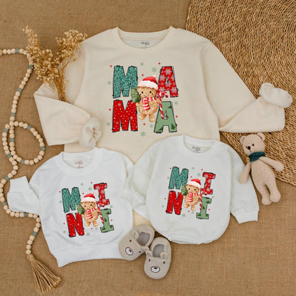 Matching Mama Mini Christmas Sweatshirt Set, Festive Leopard & Snowflake Design, Mommy and Me Holiday Family Outfit, Cute Winter Gift