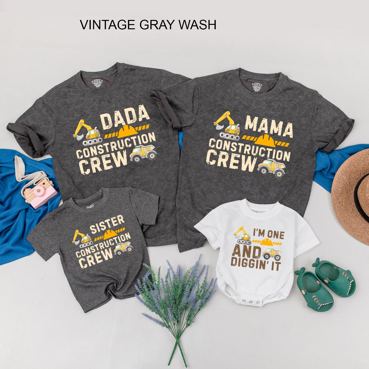Construction Crew Birthday Shirts Custom Truck Family Outfit Dada Mama Sister First Second Birthday Boy Matching Tees Yellow