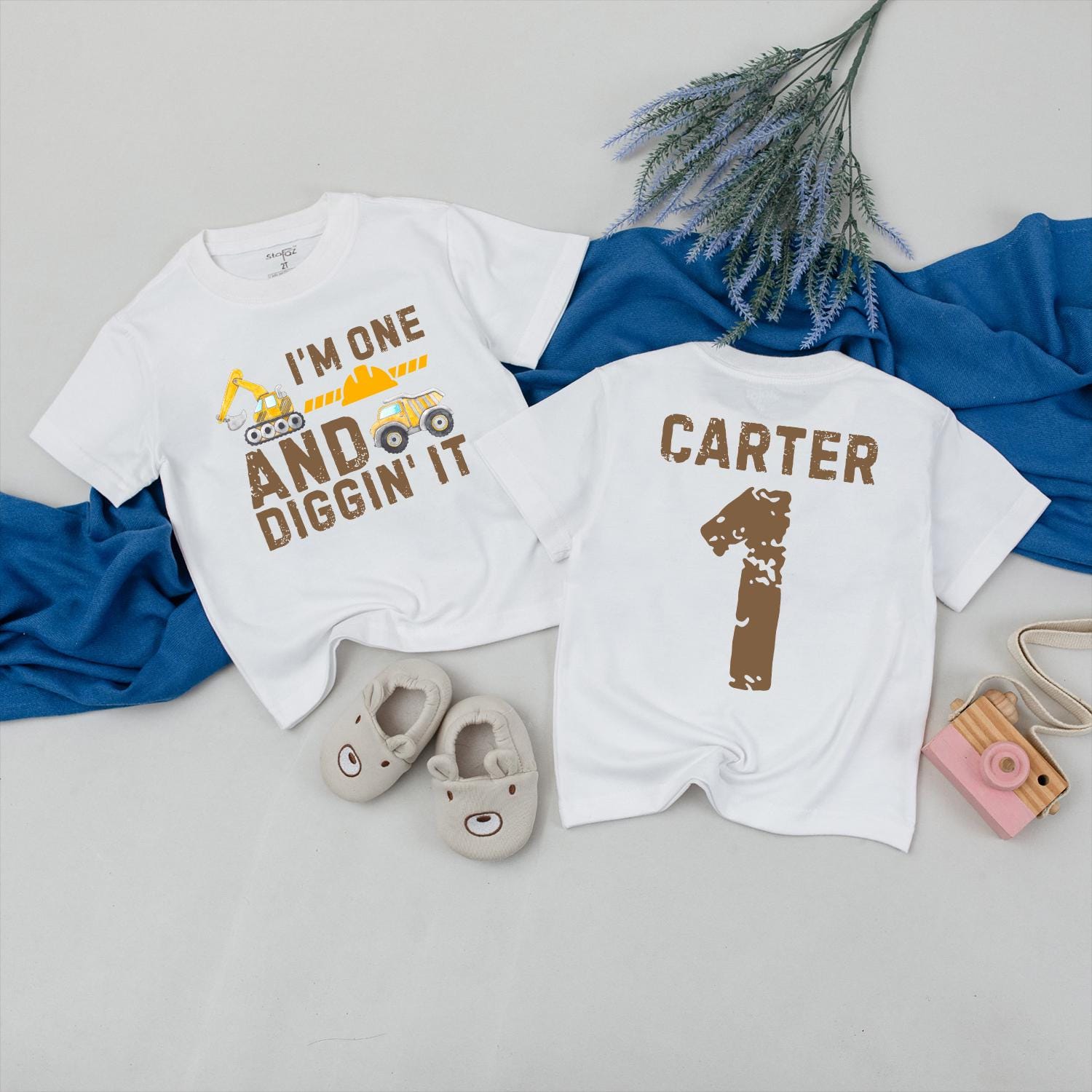 Construction Crew Birthday Shirts Custom Truck Family Outfit Dada Mama Sister First Second Birthday Boy Matching Tees Yellow