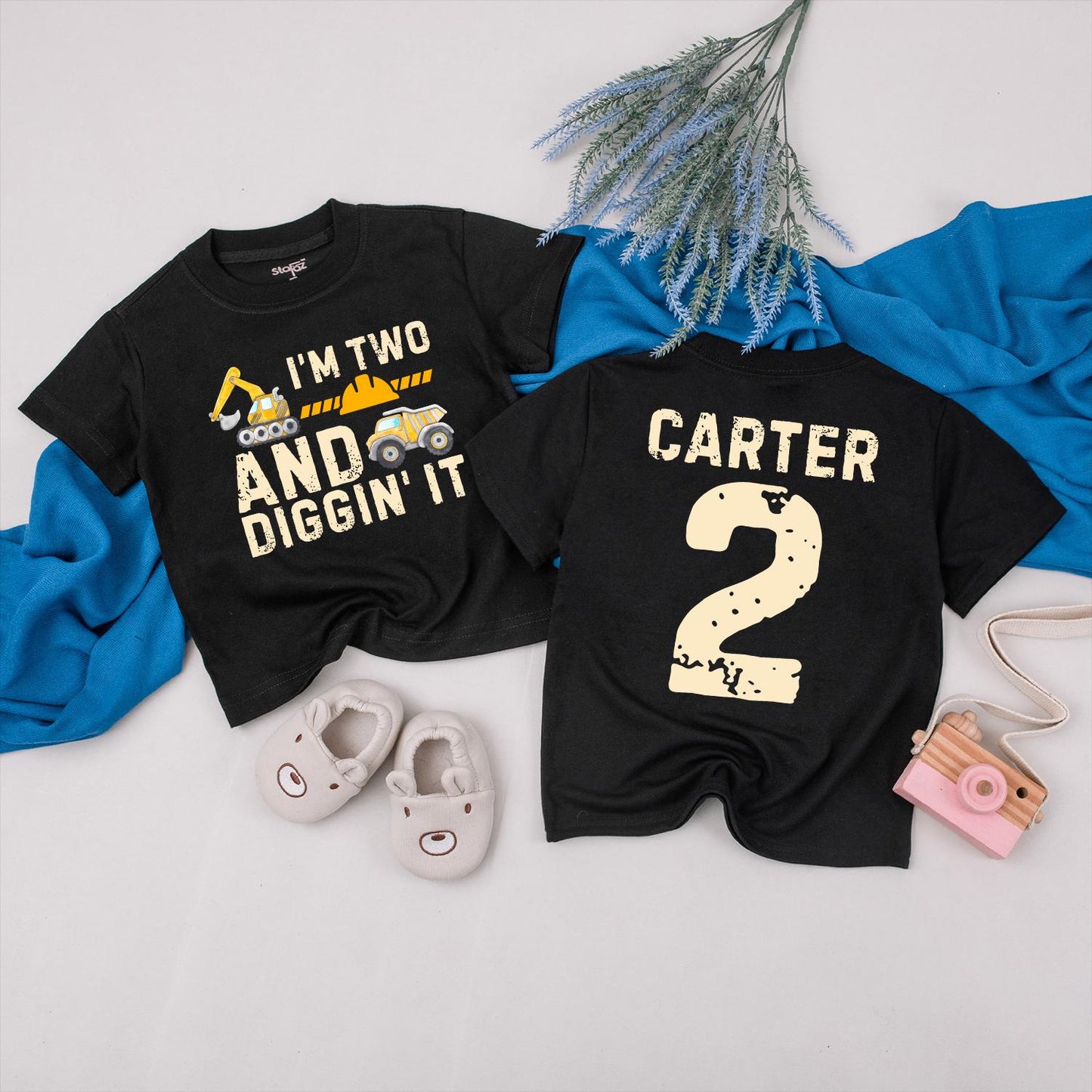 Construction Crew Birthday Shirts Custom Truck Family Outfit Dada Mama Sister First Second Birthday Boy Matching Tees Yellow