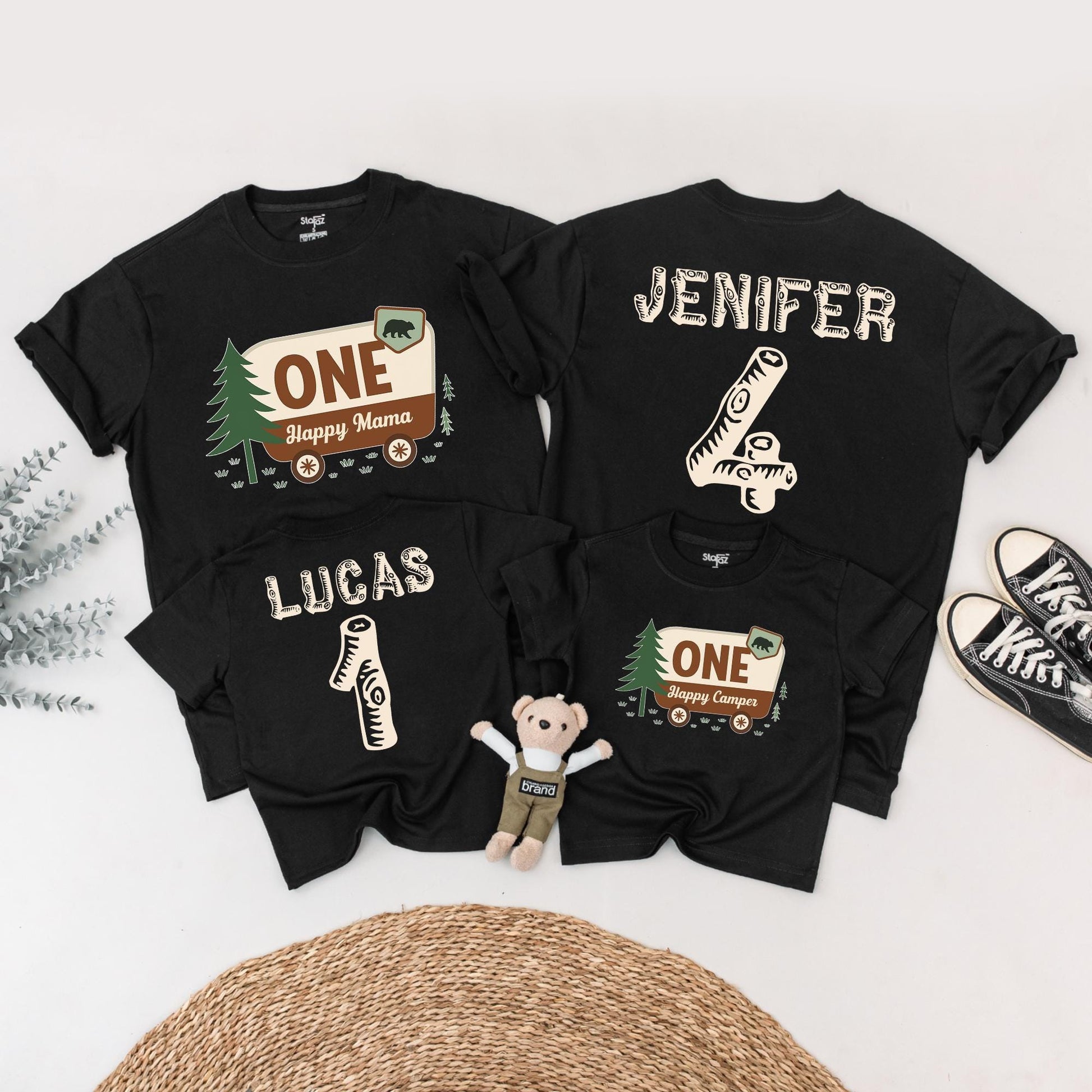 Matching Happy Camper 1st Birthday Shirts, Family Camping Outfits, Baby Boy or Girl First Birthday Tee, Mommy & Me, Toddler Camp Party