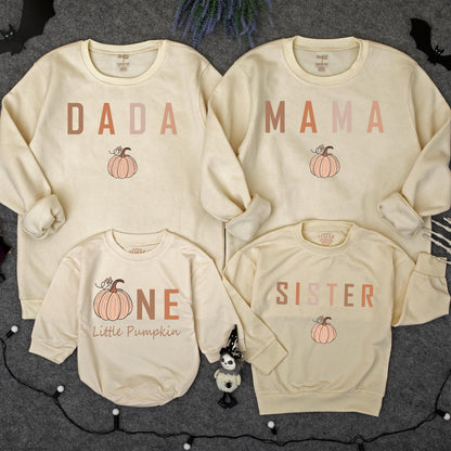 One Little Pumpkin Family Sweatshirts Matching Birthday Outfits Mommy and Me Fall Thanksgiving Gifts