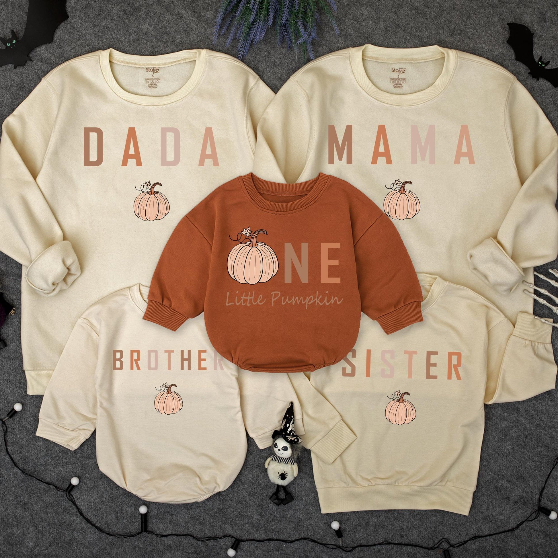 One Little Pumpkin Family Sweatshirts Matching Birthday Outfits Mommy and Me Fall Thanksgiving Gifts
