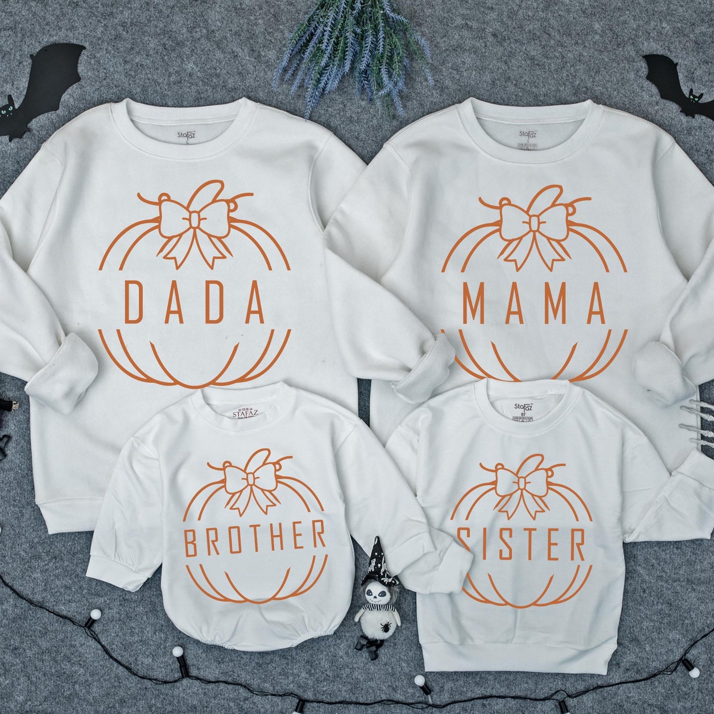 One Little Pumpkin First Birthday Family Matching Sweatshirts Cute Bow Graphic for Mom Dad Brother Sister Toddler Baby Fall Party Outfits