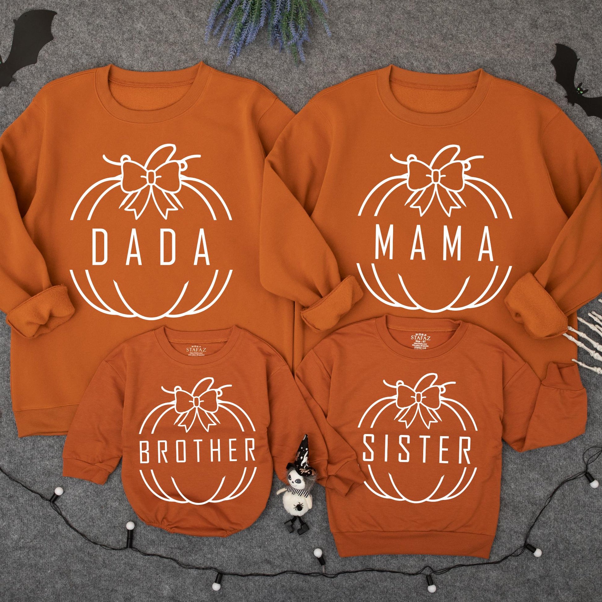 One Little Pumpkin First Birthday Family Matching Sweatshirts Cute Bow Graphic for Mom Dad Brother Sister Toddler Baby Fall Party Outfits