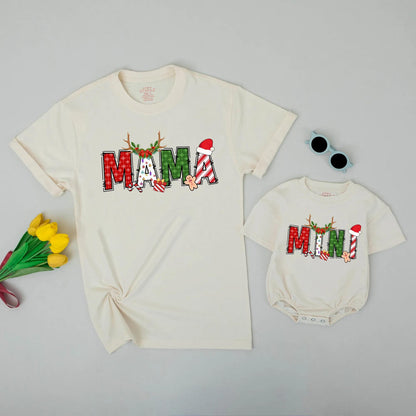 Custom Name Family Christmas Sweatshirt with Festive Designs: Red Snowflakes, Green Shapes, & Stripes! Matching Family Christmas Sweaters