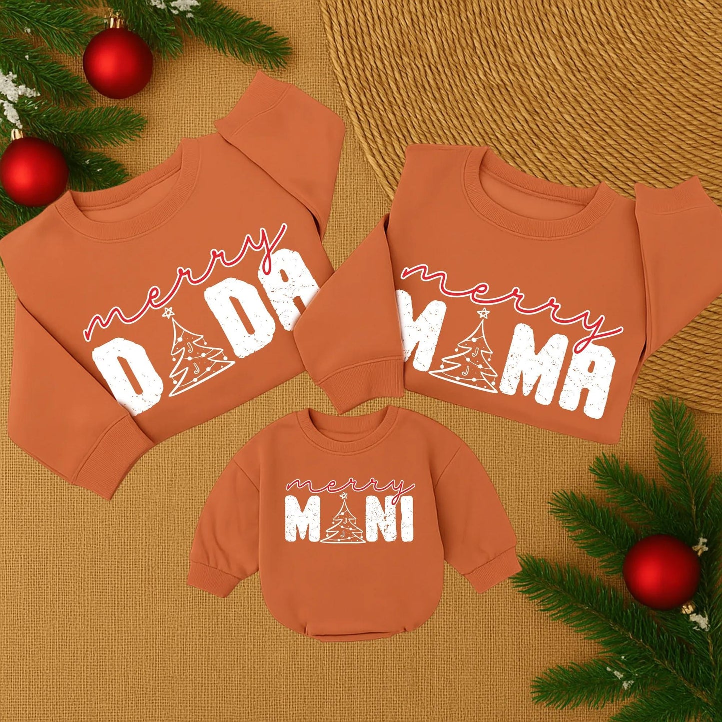 Merry Mama and Mini Christmas Sweatshirt Set, Festive Mom Daughter Matching Outfits, Vintage Style Holiday Sweatshirts, Santa Baby Girl Outfit (139 chars)