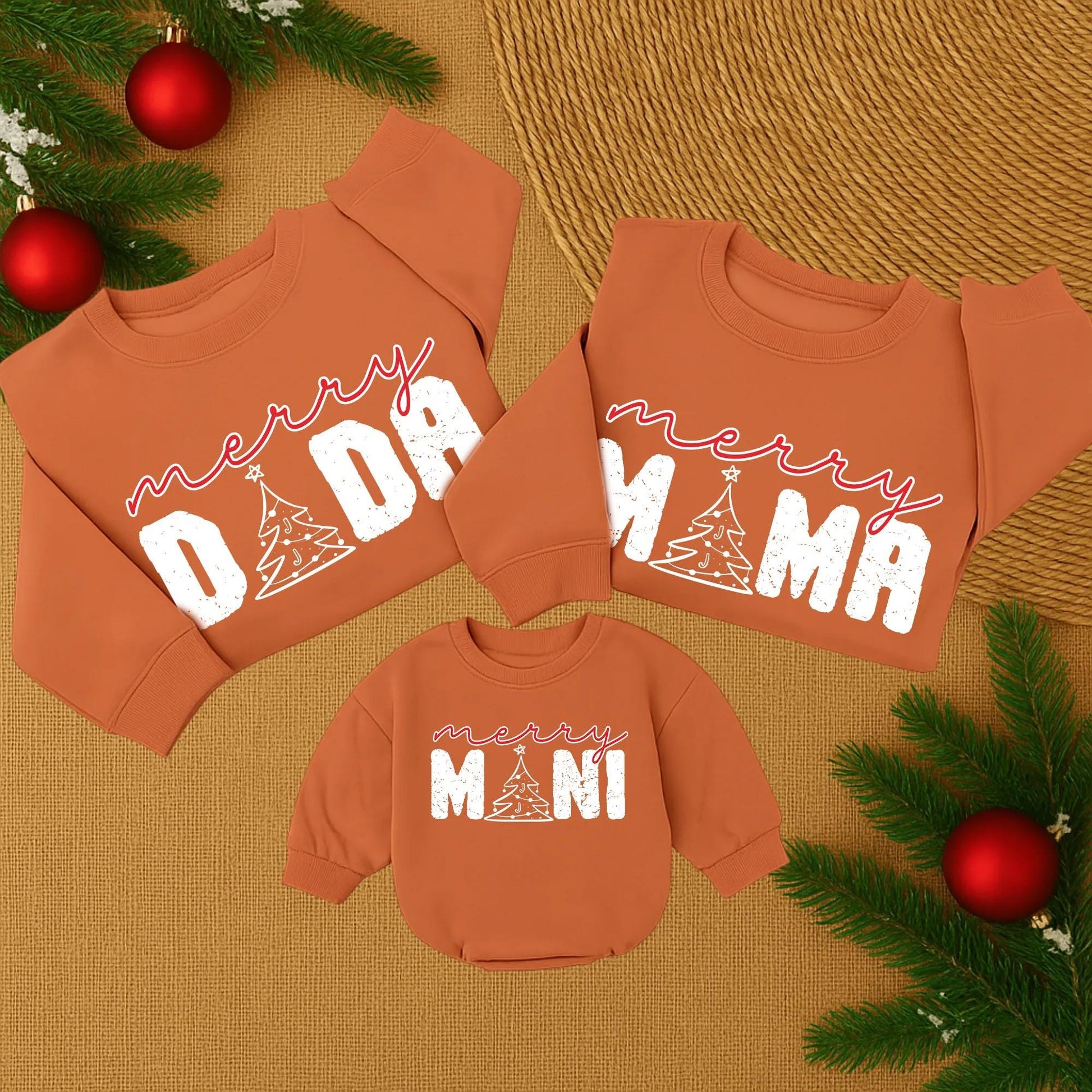Merry Mama and Mini Christmas Sweatshirt Set, Festive Mom Daughter Matching Outfits, Vintage Style Holiday Sweatshirts, Santa Baby Girl Outfit (139 chars)