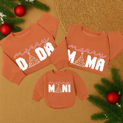 Merry Mama and Mini Christmas Sweatshirt Set, Festive Mom Daughter Matching Outfits, Vintage Style Holiday Sweatshirts, Santa Baby Girl Outfit (139 chars)