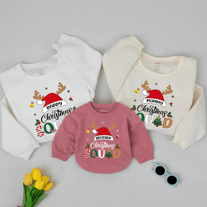 Personalized Daddy Mommy Christmas Squad Matching Family Sweatshirt 2025 Festive Antlers Santa Hat Fun Group Holiday Gift
