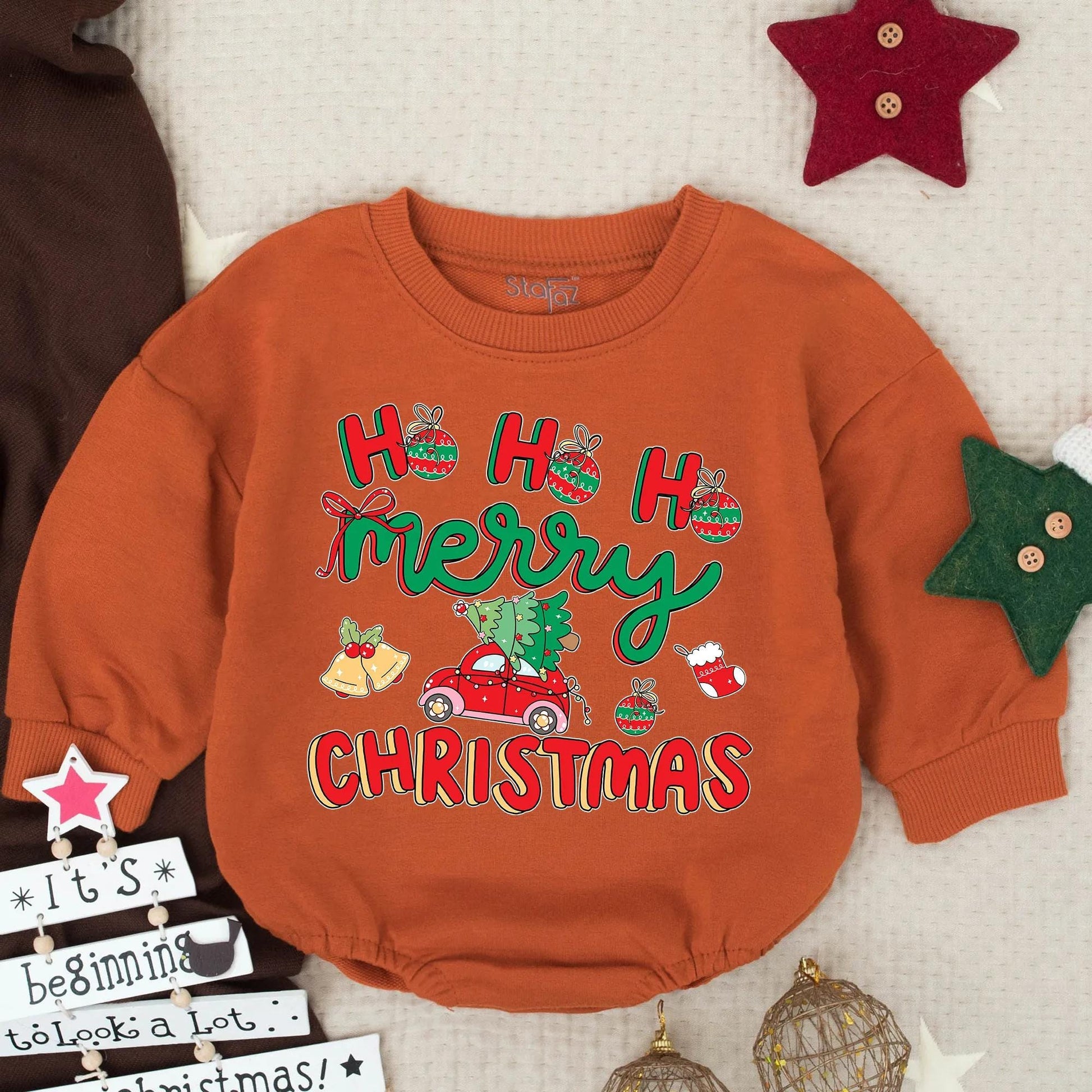 Tis The Season Ho Ho Ho Christmas Bow Baby Bubble Romper Festive Red Car Tree Infant First Xmas Outfit Toddler Cheerful Whimsical Holiday Design