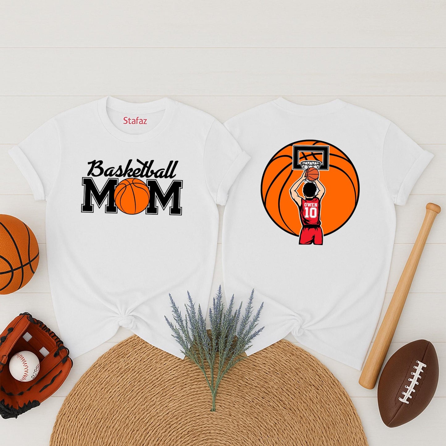 Custom Basketball Mom Shirt with Basketball Graphic, Personalized Owen Jersey Tee, Game Day Sports Fan Gift for Mom, Team Spirit