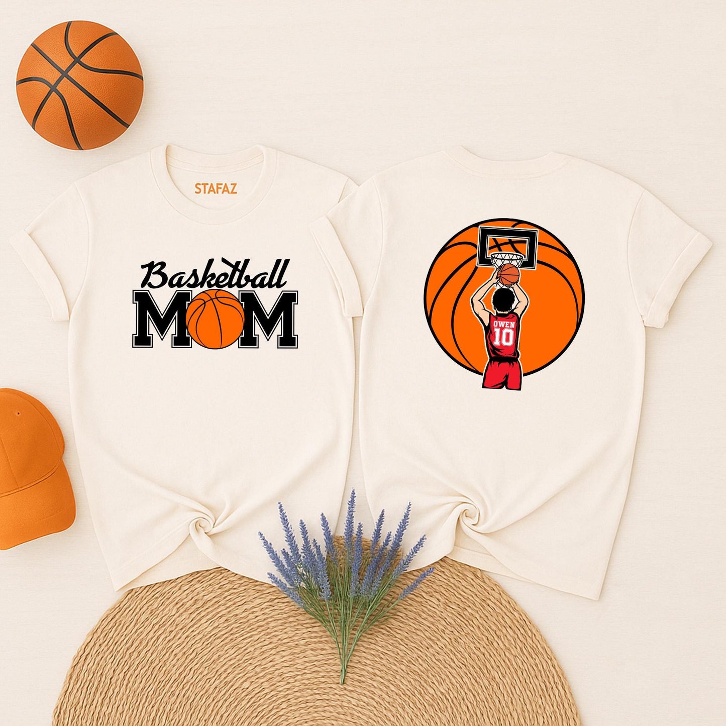 Custom Basketball Mom Shirt with Basketball Graphic, Personalized Owen Jersey Tee, Game Day Sports Fan Gift for Mom, Team Spirit