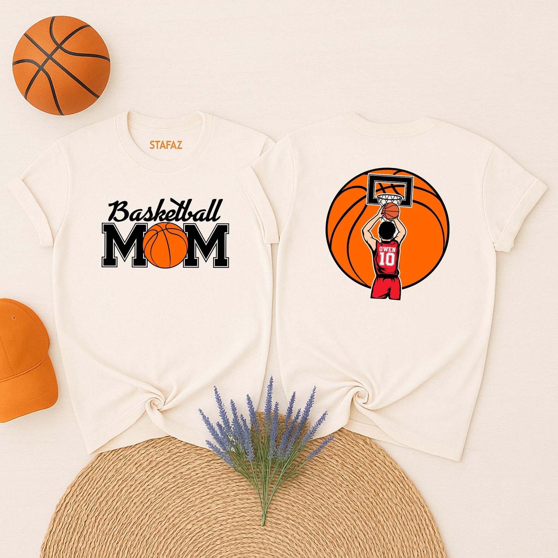 Custom Basketball Mom Shirt with Basketball Graphic, Personalized Owen Jersey Tee, Game Day Sports Fan Gift for Mom, Team Spirit