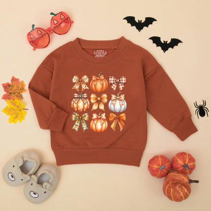 Cute Fall Pumpkin Bow Bubble Romper for Baby Girl, Autumn Outfit, Thanksgiving Clothes, Pumpkin Patch Toddler Sweatshirt, Fall Baby Gift, Newborn