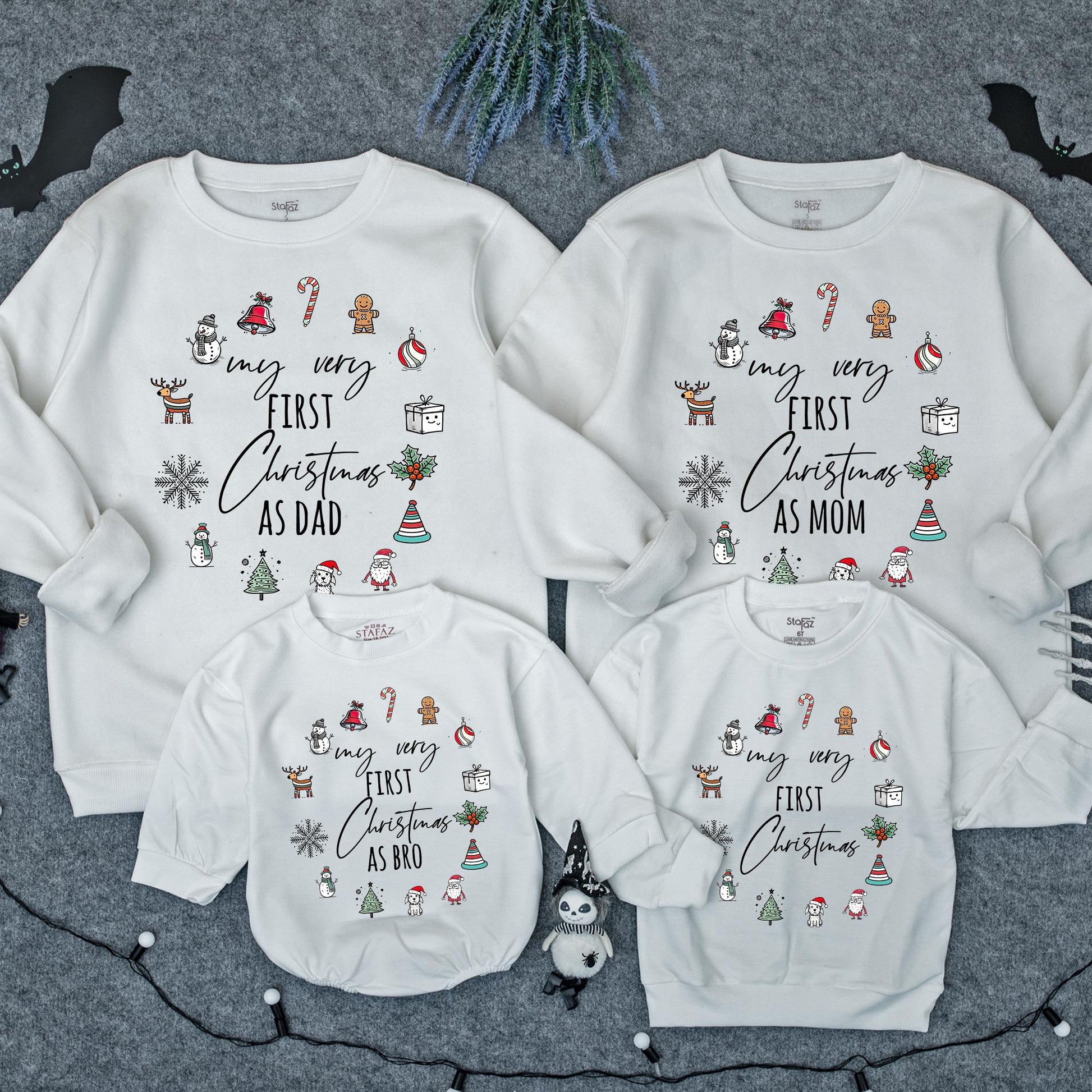 Personalized My First Christmas Matching Family Sweatshirt for Baby's Special 1st Holiday Infant Toddler Outfit Custom Name