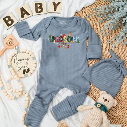 Custom Name Christmas Baby Bodysuit Newborn Outfit Personalized Baby Shower Gift for Christmas Baby's First Merry Christmas Baby Reveal
