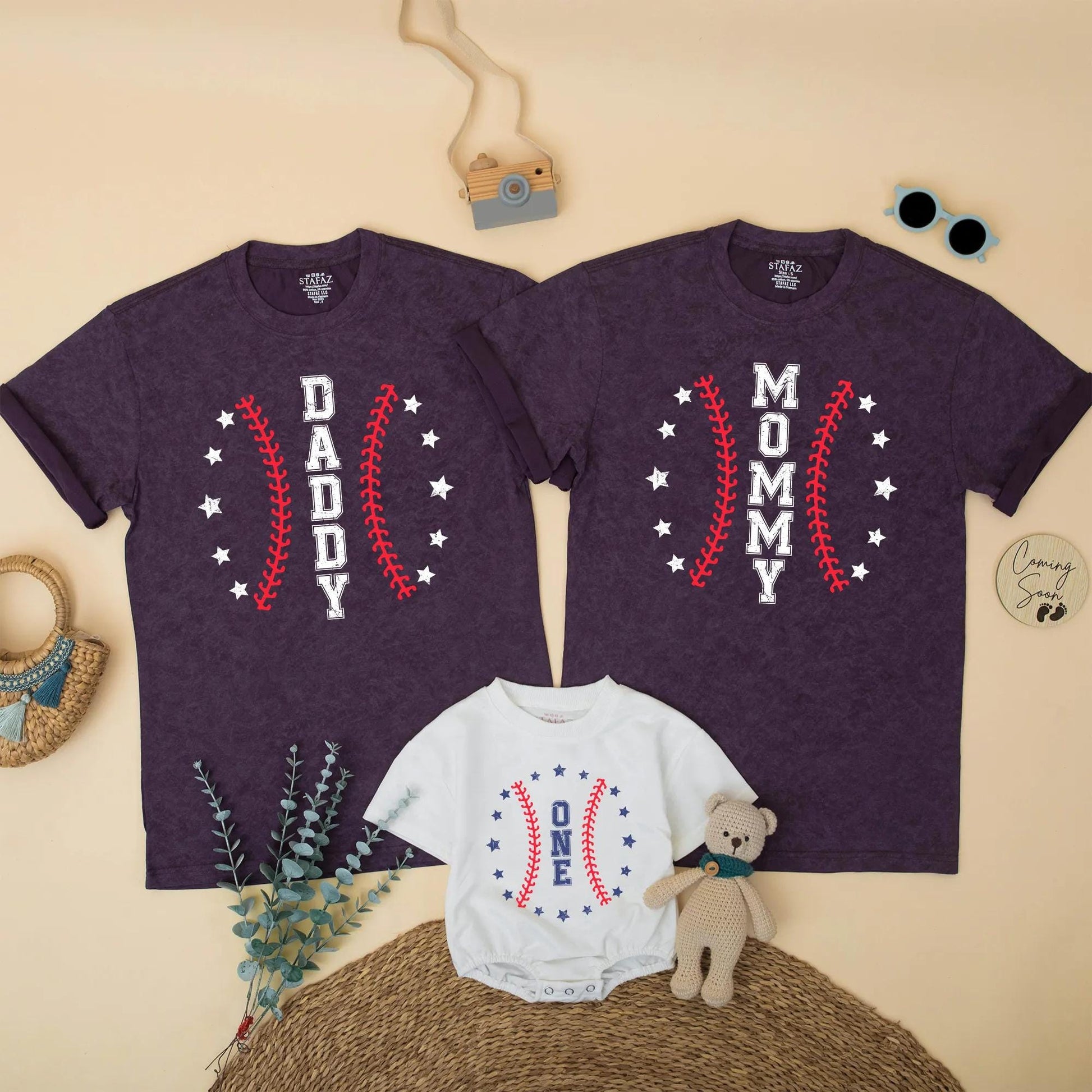 Baseball First Birthday Family Matching Shirts for Boy Mom Dad Sport Theme Party Outfit Memorable Celebration Gift Soft Comfortable Cotton Wear