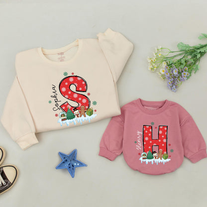 Retro Family Christmas Sweatshirts Personalized with Names Vintage Holiday Outfits Matching Sweaters Custom Christmas Gift Comfortable Cotton (138 chars)