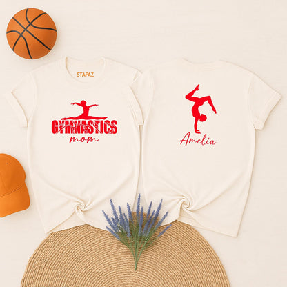 Custom Name Gymnastics Mom Shirt Proud Gymnast Mother Support Tee for Team Game Day Gift