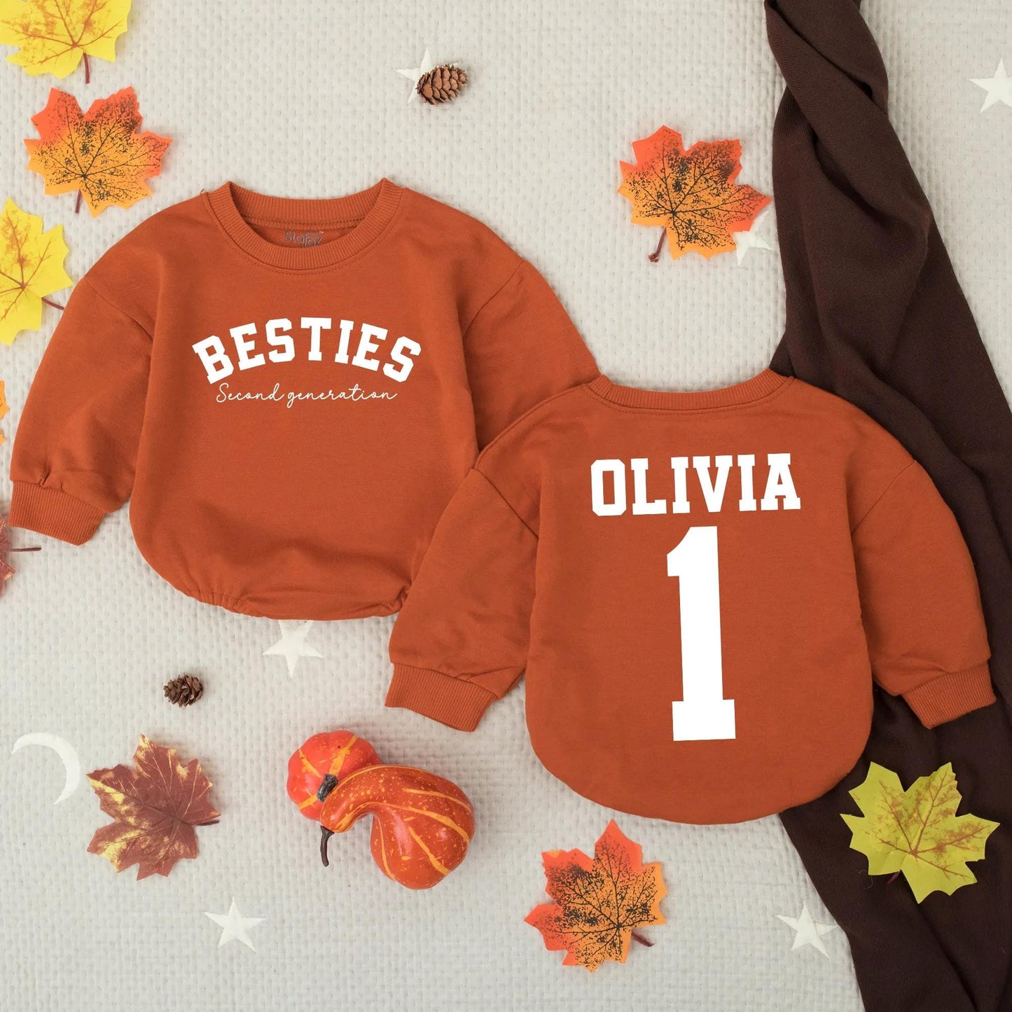 Second Besties Romper Set: Custom BFF Baby Clothes, Best Friend Outfit for Toddler, Personalized Baby Shower Gift, New Mom Gift, Soft Cotton, Comfy (139 chars)