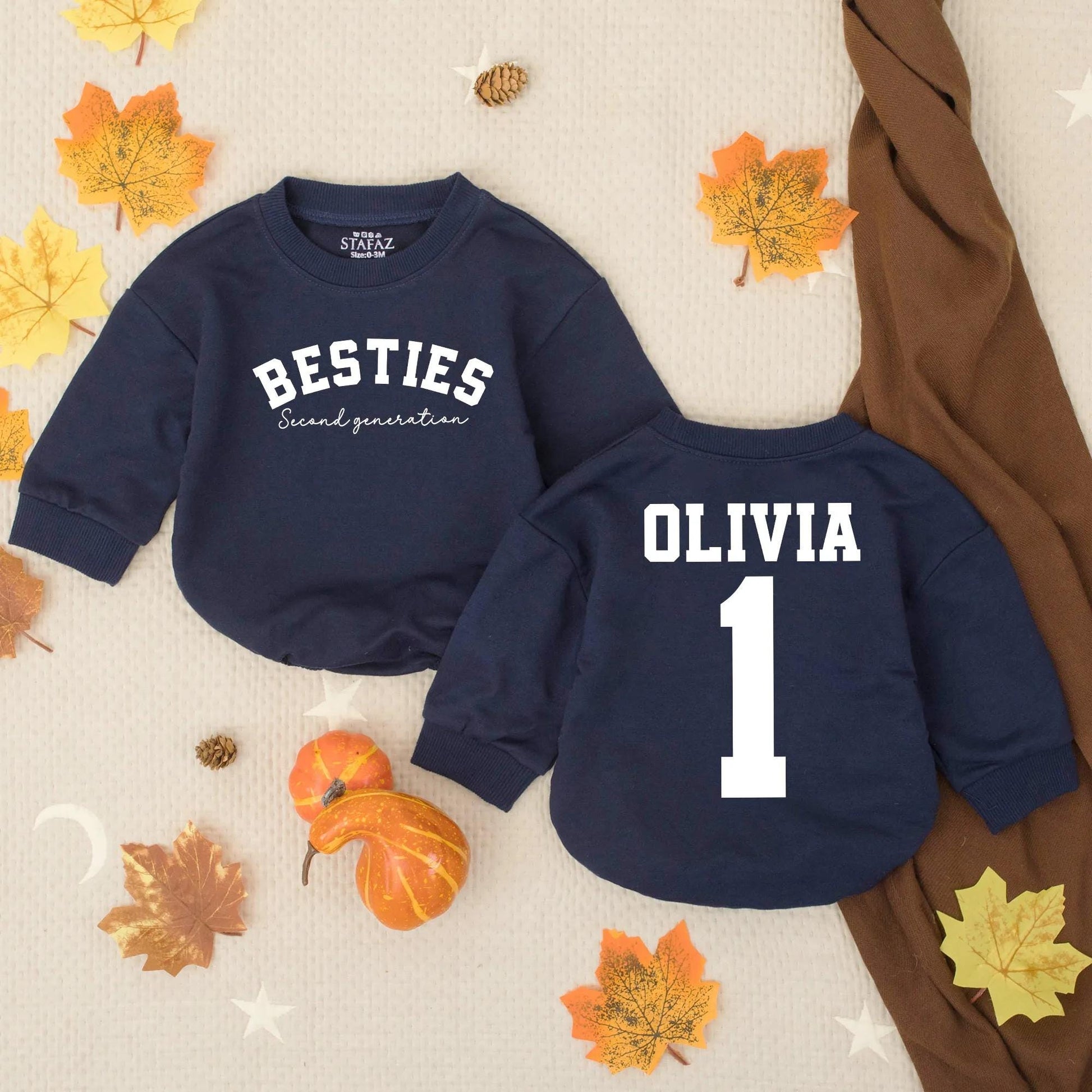 Second Besties Romper Set: Custom BFF Baby Clothes, Best Friend Outfit for Toddler, Personalized Baby Shower Gift, New Mom Gift, Soft Cotton, Comfy (139 chars)