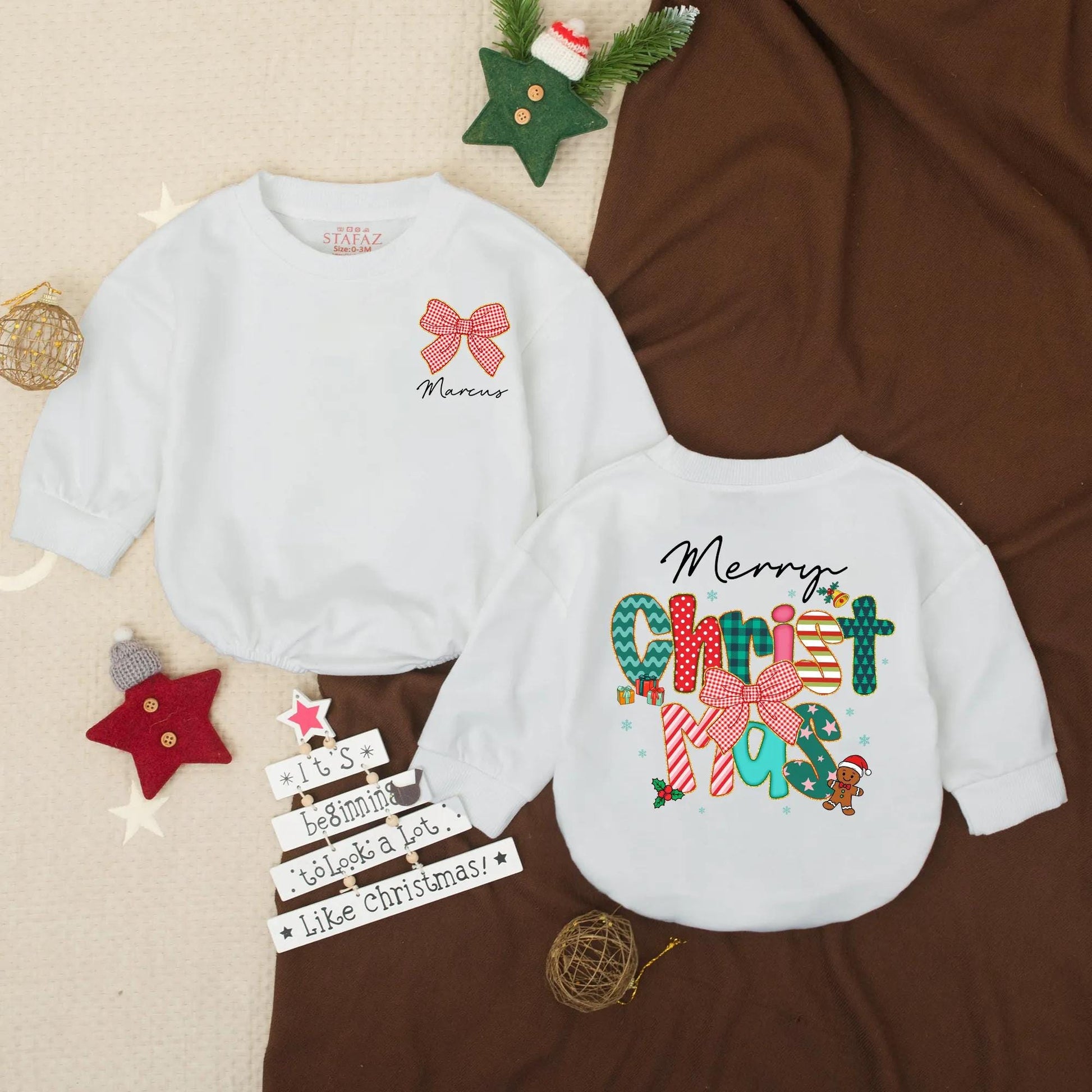 My First Christmas Personalized Baby Romper Outfit Santa Newborn Clothes Merry Christmas Infant Bodysuit Winter Baby Girl Gift Holiday Romper