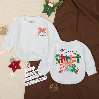 My First Christmas Personalized Baby Romper Outfit Santa Newborn Clothes Merry Christmas Infant Bodysuit Winter Baby Girl Gift Holiday Romper