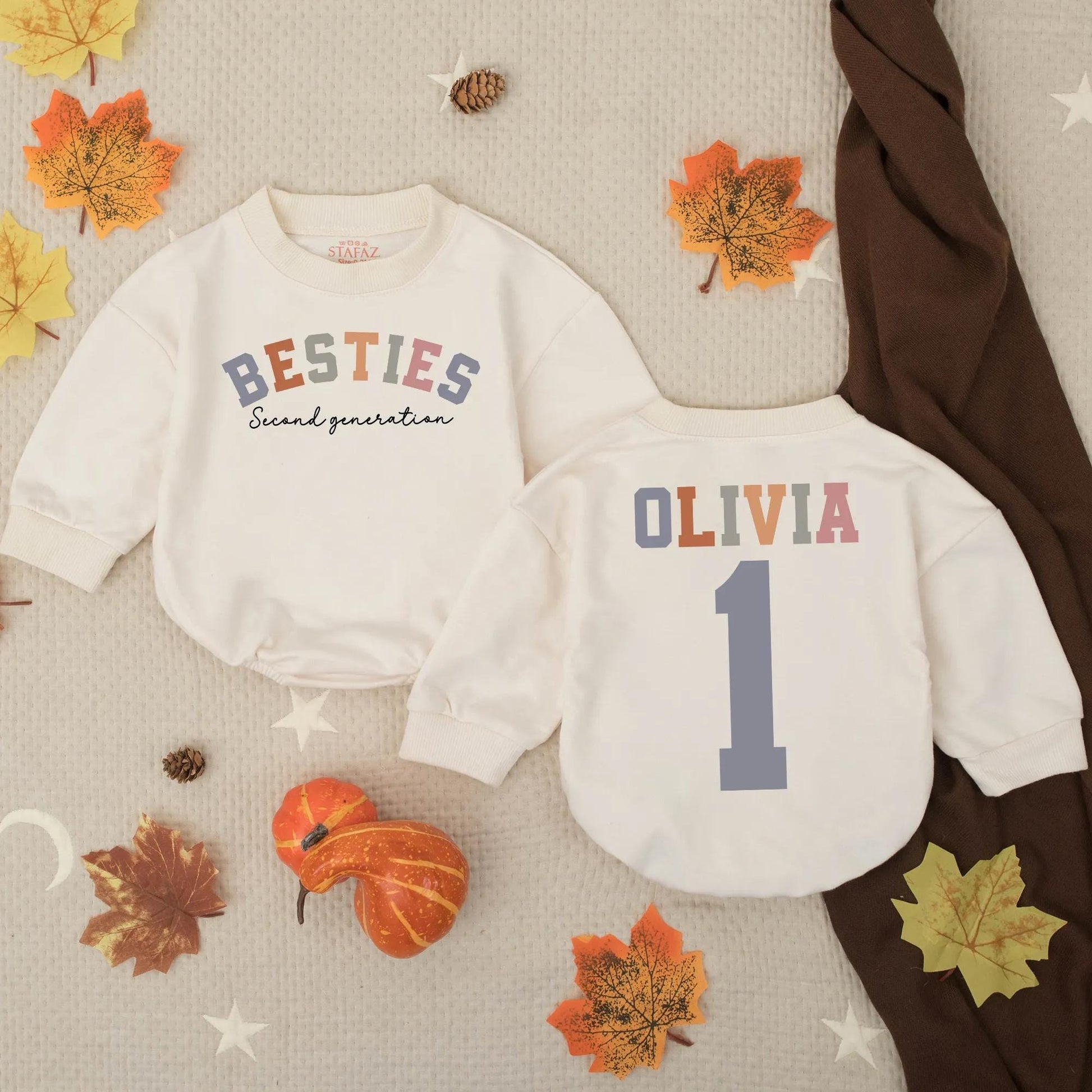 Second Besties Romper Set: Custom BFF Baby Clothes, Best Friend Outfit for Toddler, Personalized Baby Shower Gift, New Mom Gift, Soft Cotton, Comfy (139 chars)