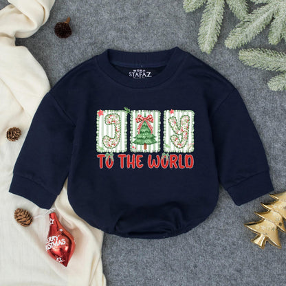 Joy To the World Merry Christmas Baby Bubble Romper First Christmas Infant Outfit Toddler Clothes Festive Tree Design Baby Shower Gift