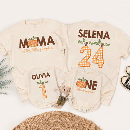 Custom Little Pumpkin 1st Birthday Matching Family Fall Outfit Romper Thanksgiving Gift