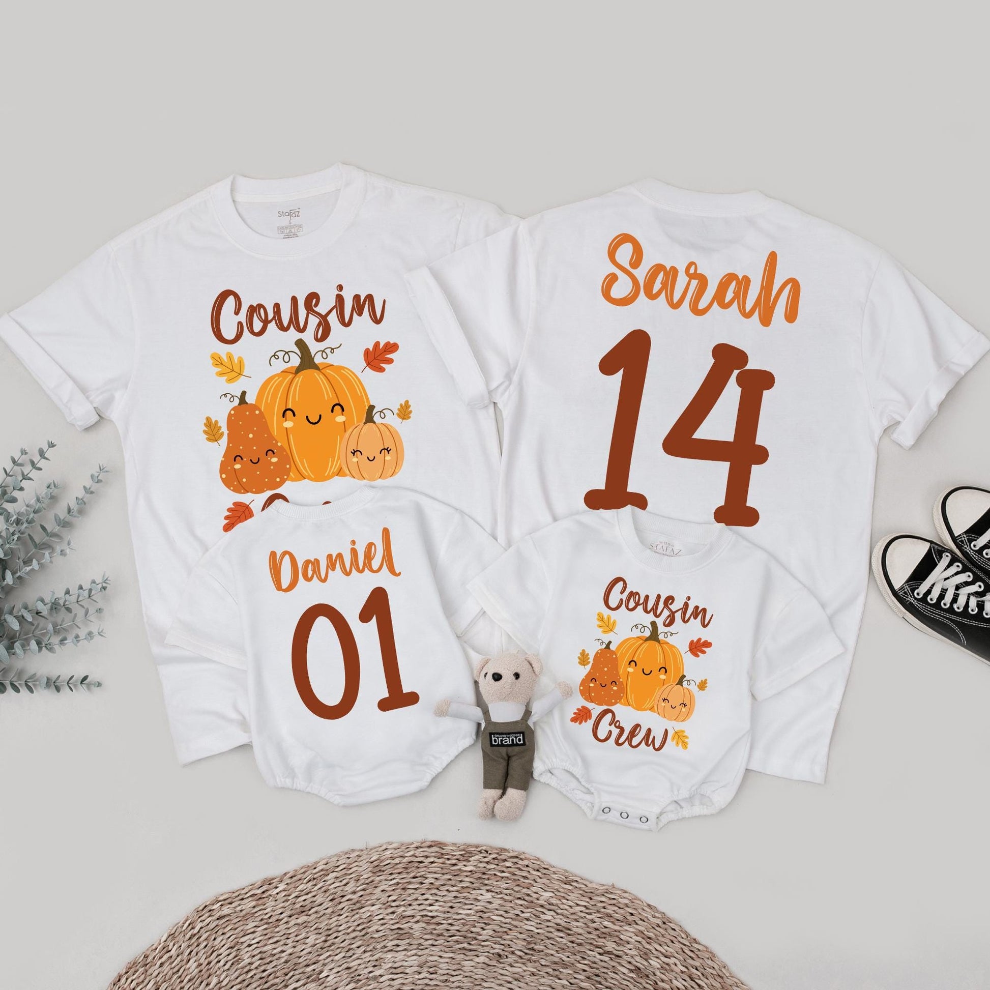 Cousin Crew Pumpkin Patch Matching Shirts, Custom Birthday Fall Outfit, Thanksgiving Tee, Autumn Family, Cute Pumpkins, Personalized Number Shirt (139)