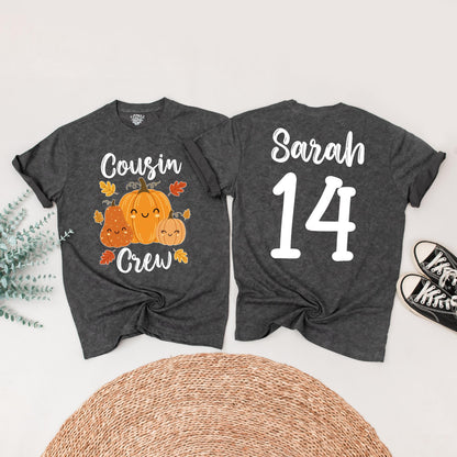 Cousin Crew Pumpkin Patch Matching Shirts, Custom Birthday Fall Outfit, Thanksgiving Tee, Autumn Family, Cute Pumpkins, Personalized Number Shirt (139)