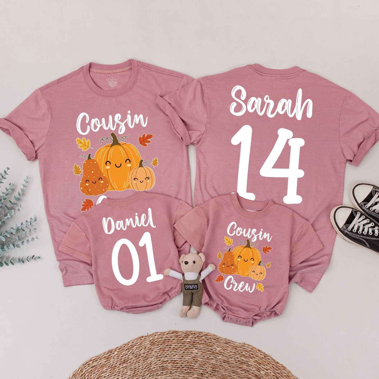Cousin Crew Pumpkin Patch Matching Shirts, Custom Birthday Fall Outfit, Thanksgiving Tee, Autumn Family, Cute Pumpkins, Personalized Number Shirt (139)