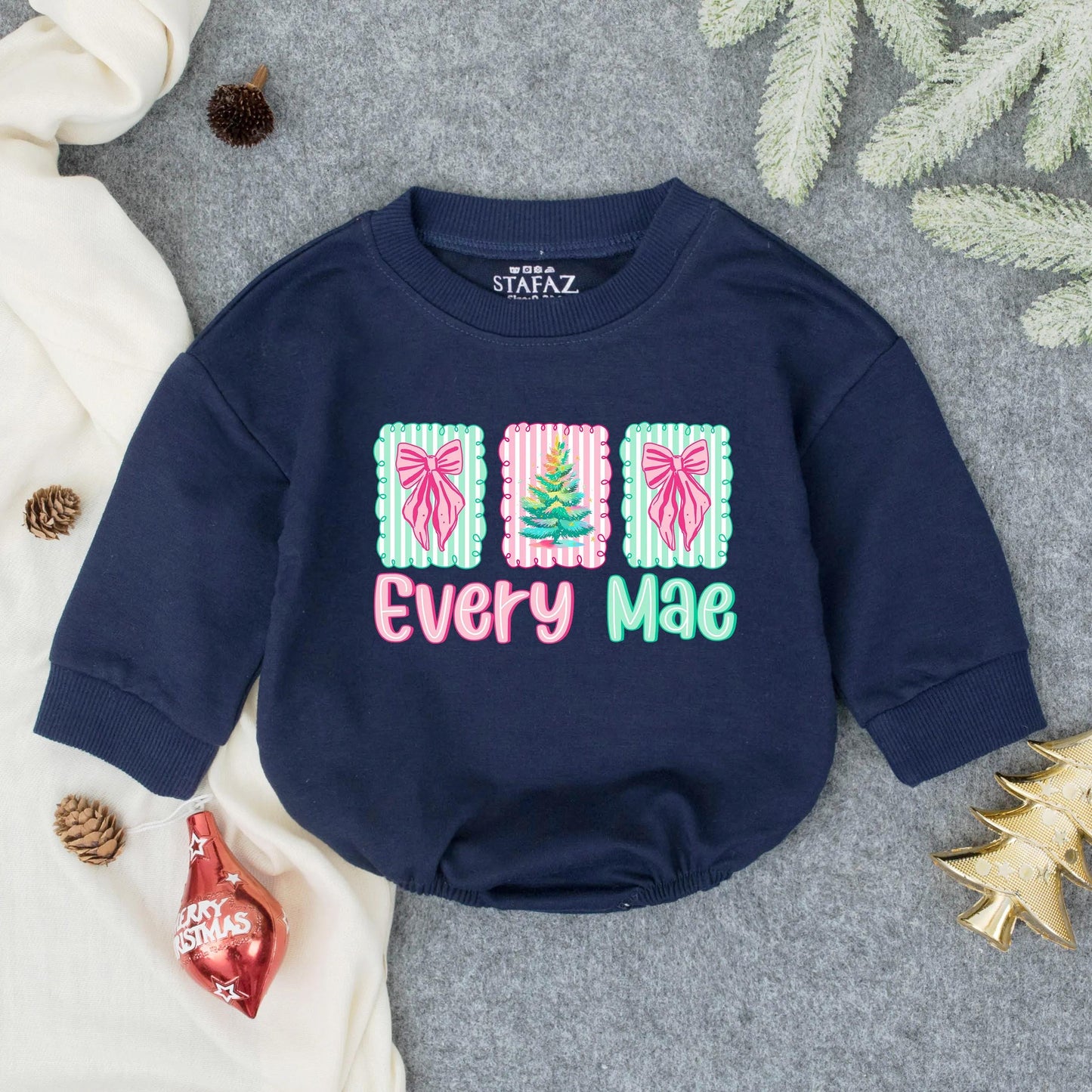 Personalized Merry and Bright Christmas Baby Romper Holiday Outfit Festive Infant Toddler Clothes Soft Comfortable First Christmas Gift