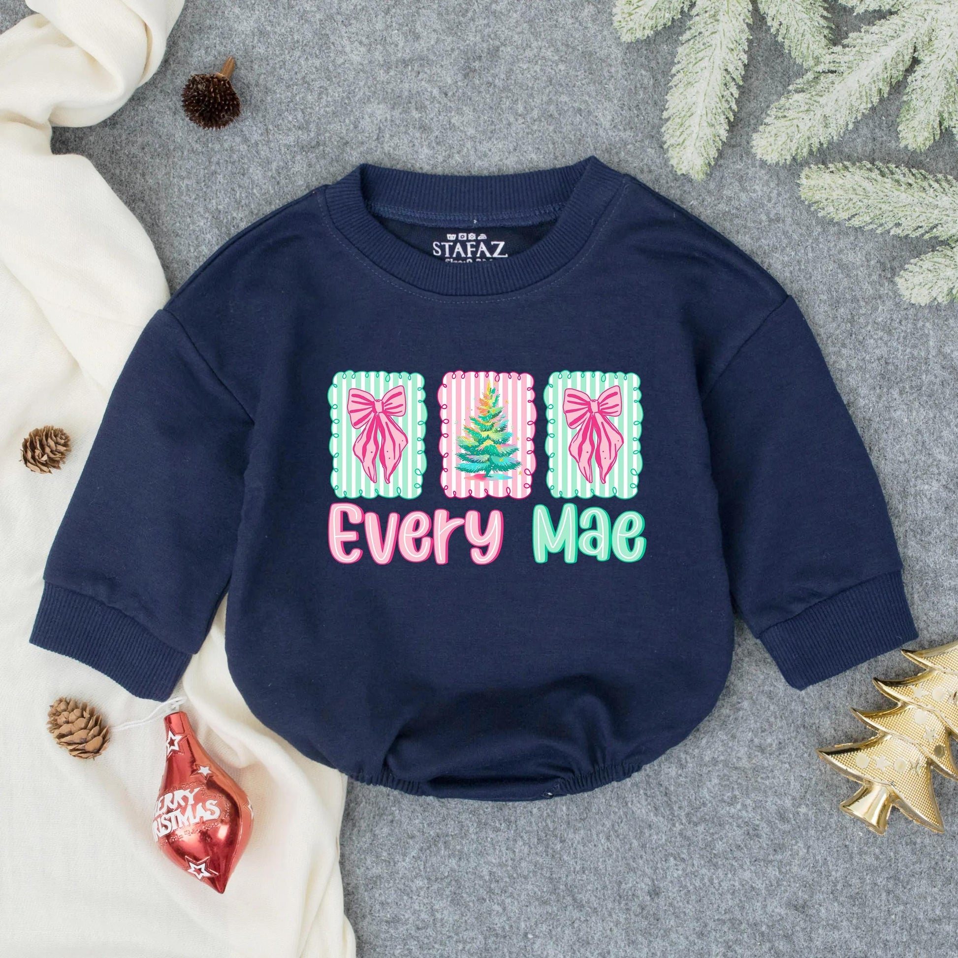 Personalized Merry and Bright Christmas Baby Romper Holiday Outfit Festive Infant Toddler Clothes Soft Comfortable First Christmas Gift