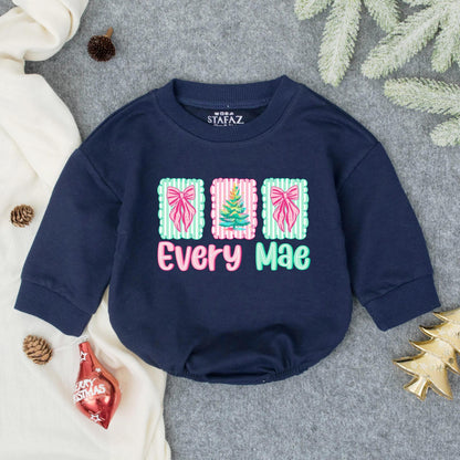 Personalized Merry and Bright Christmas Baby Romper Holiday Outfit Festive Infant Toddler Clothes Soft Comfortable First Christmas Gift