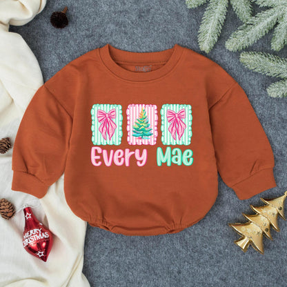 Personalized Merry and Bright Christmas Baby Romper Holiday Outfit Festive Infant Toddler Clothes Soft Comfortable First Christmas Gift