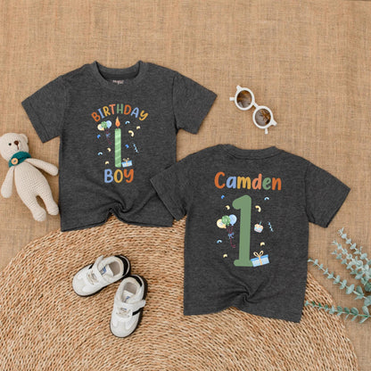 Personalized 1st Birthday Boy Romper, Custom Name Outfit, Fun Balloons & Confetti Design, First Birthday Party Gift, Baby Shower Keepsake (138 chars)
