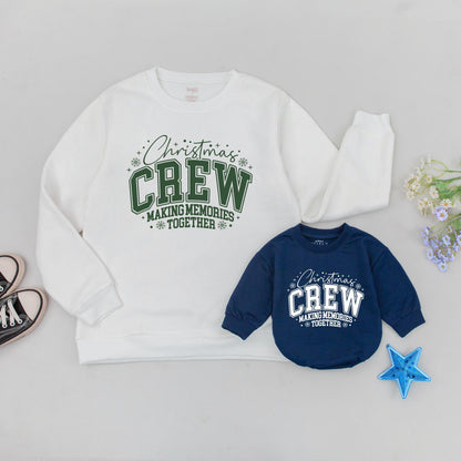 Personalized Christmas Crew Matching Sweatshirts, Retro Holiday Family Sweaters, Custom Name & Number, Vintage Green Christmas Outfit, Baby Gift (139 chars)