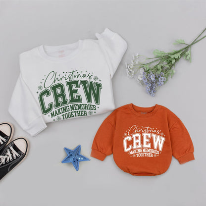 Personalized Christmas Crew Matching Sweatshirts, Retro Holiday Family Sweaters, Custom Name & Number, Vintage Green Christmas Outfit, Baby Gift (139 chars)