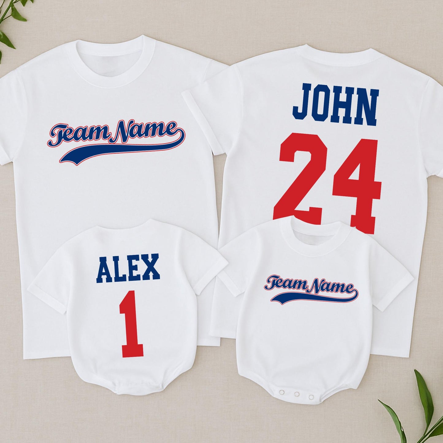 Custom Baseball Team Name Shirt Vintage Style Jersey for Toddler Boy, Personalized Number & Name, Matching Family Sports Fan Outfit, Blue & Red