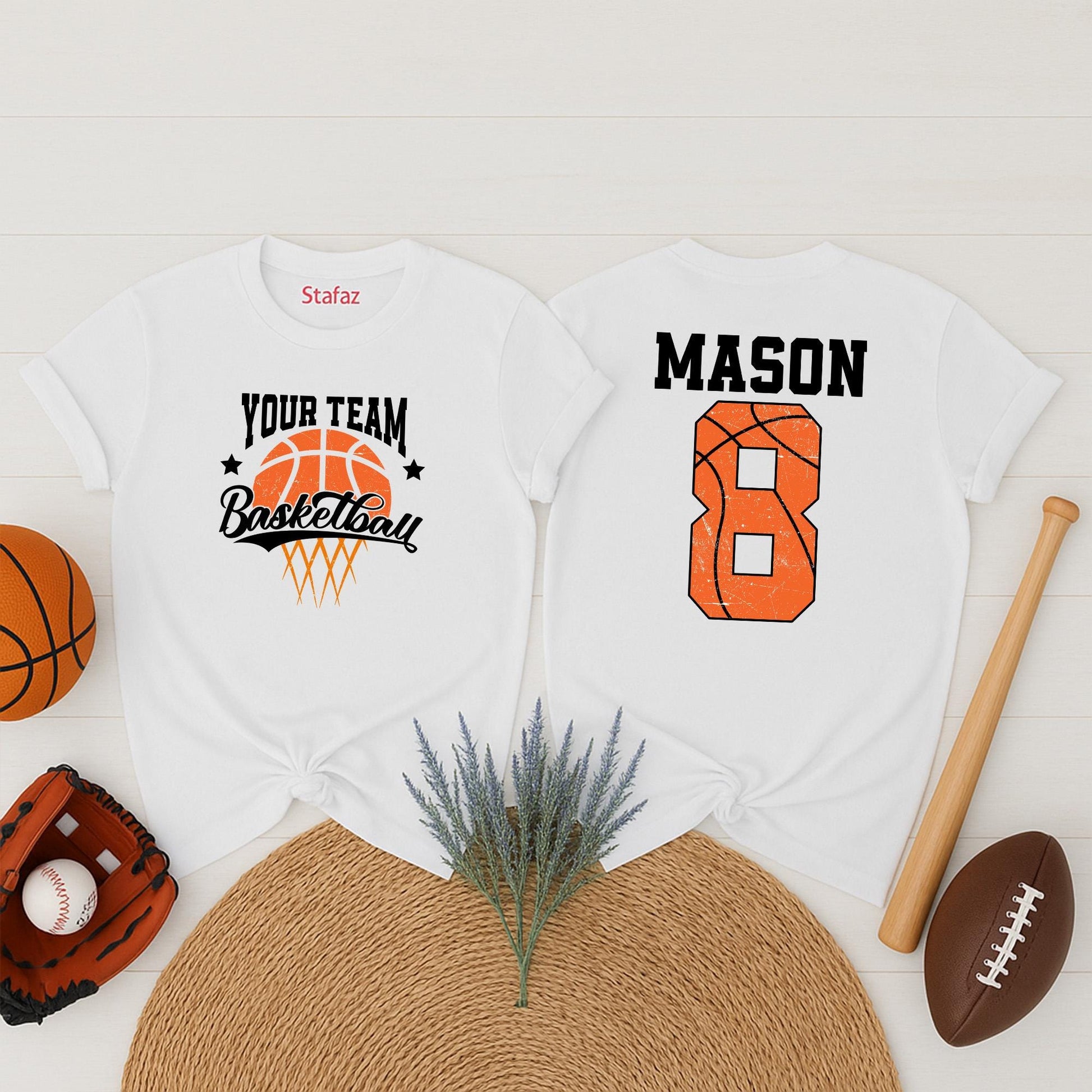 Personalized Basketball Team Sweater, Custom Player Number Shirt, Basketball Mom Tee, Game Day Hoops Fan Gift, Mascot Name on Net Jersey Style Top (139 chars)