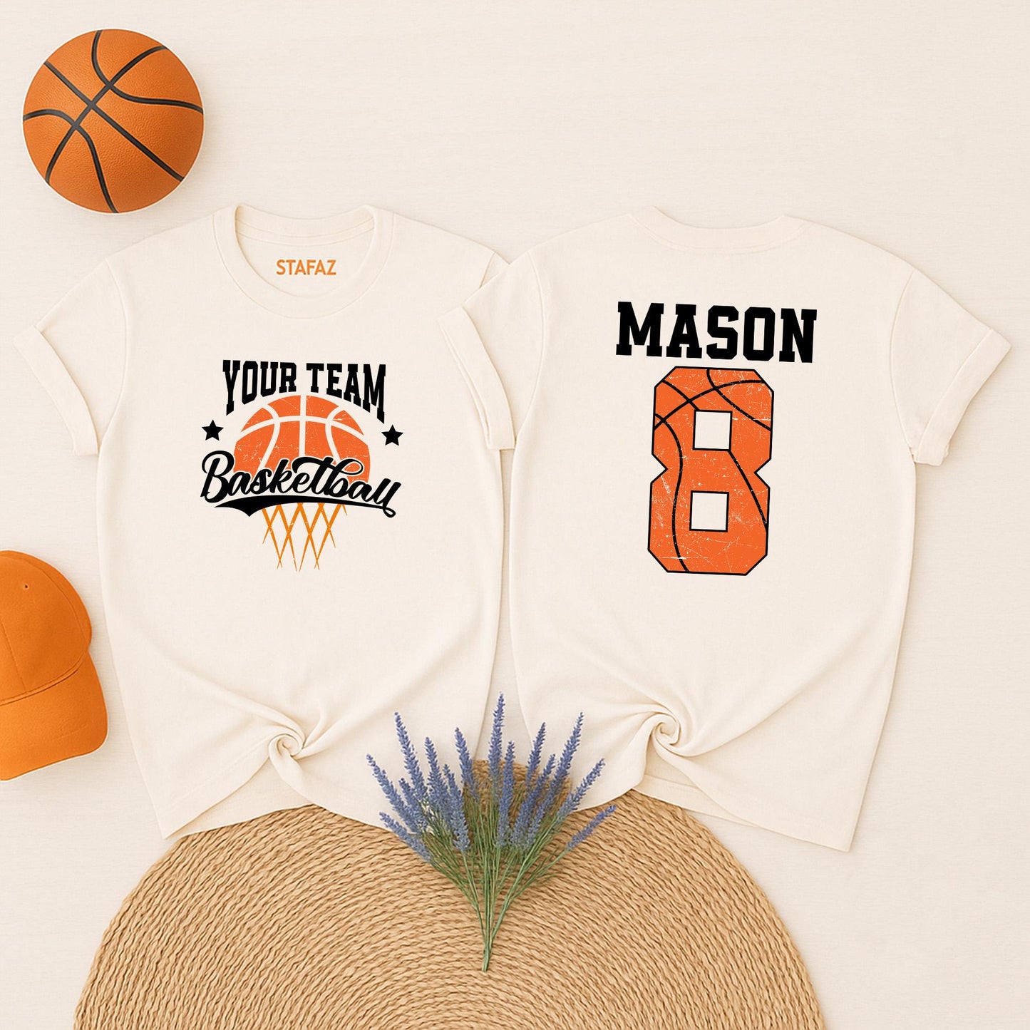 Personalized Basketball Team Sweater, Custom Player Number Shirt, Basketball Mom Tee, Game Day Hoops Fan Gift, Mascot Name on Net Jersey Style Top (139 chars)