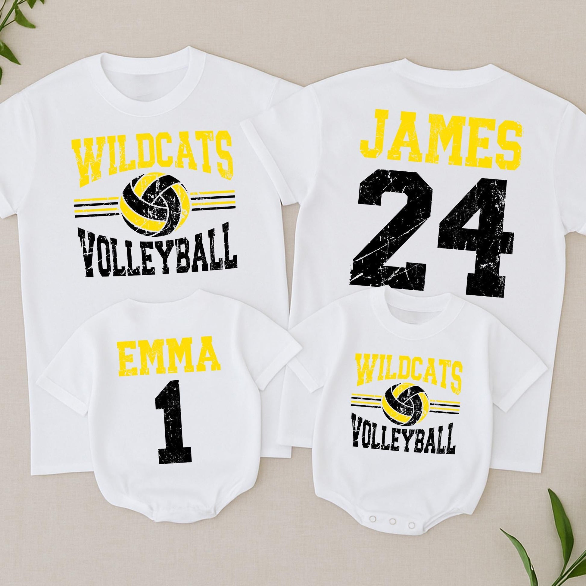 Custom Wildcats Volleyball Game Day Shirt, Personalized Name & Number Tee, Distressed Team Design, Matching Family Sports Outfit, Toddler Sizes Available