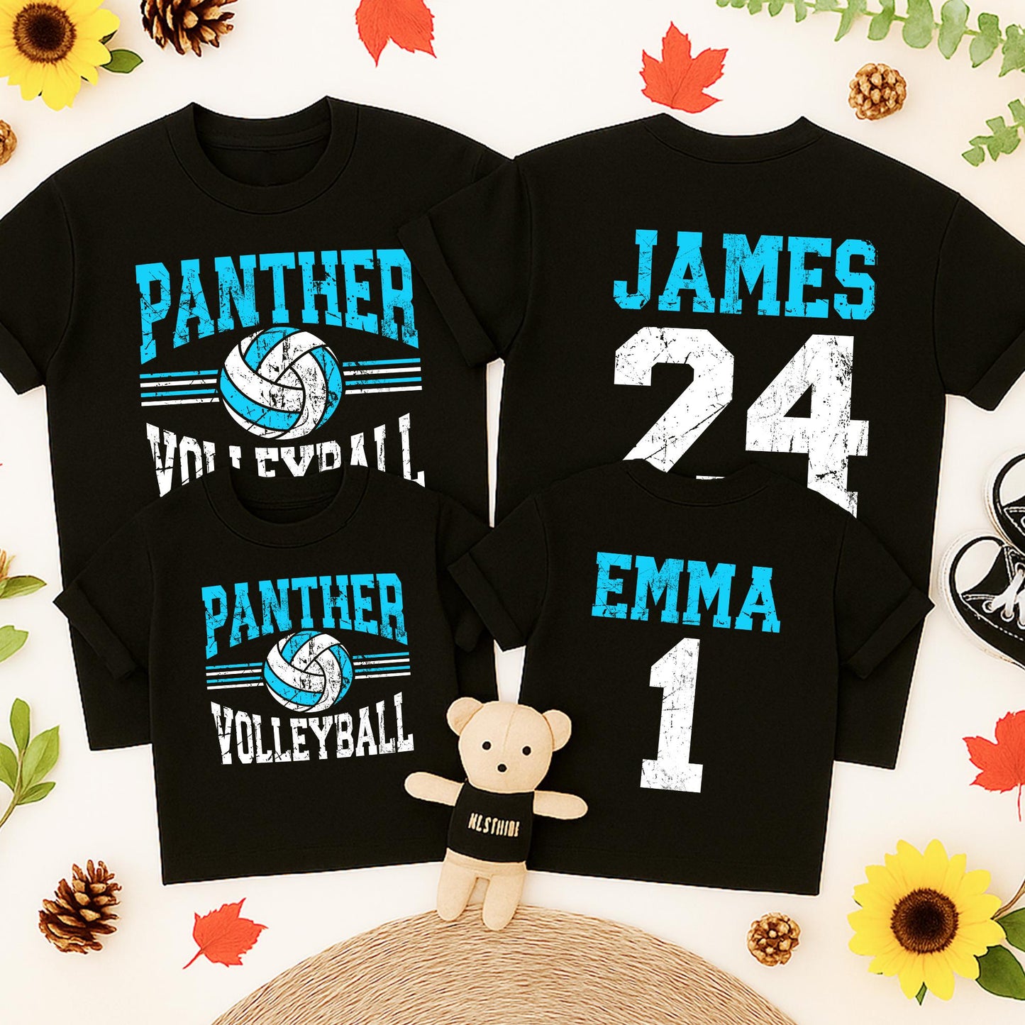 Custom Wildcats Volleyball Game Day Shirt, Personalized Name & Number Tee, Distressed Team Design, Matching Family Sports Outfit, Toddler Sizes Available