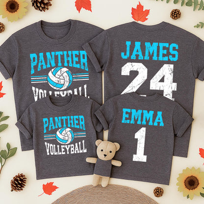 Custom Wildcats Volleyball Game Day Shirt, Personalized Name & Number Tee, Distressed Team Design, Matching Family Sports Outfit, Toddler Sizes Available