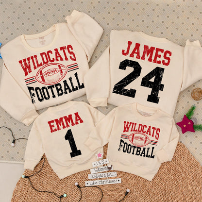 Custom Football Mom Sweatshirt Team Name Number Game Day High School Football Fan Apparel Proud Cozy Spirit Wear Gift for Her