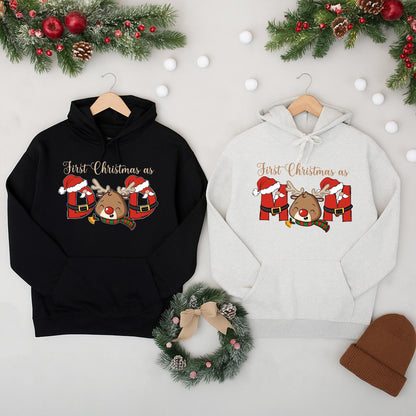 Matching Family 1st Christmas Shirts First Xmas as Mom Dad Baby Reindeer Santa Gifts Mommy and Me Party Outfit