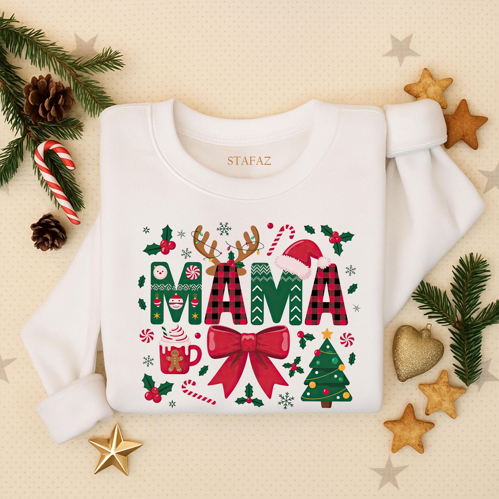 Mama To Be Christmas Pregnancy Announcement Shirt Festive Holiday Maternity Tee with Buffalo Plaid Fair Isle Letters Expecting Mom Gift Red Green White
